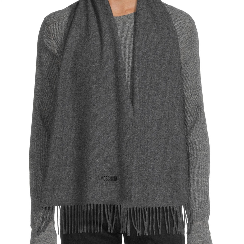 Moschino ​Logo Fringe Wool Scarf